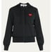 Comme Des Garçon Play Heart Logo Black Zip Hooded Sweatshirt in Size Small.