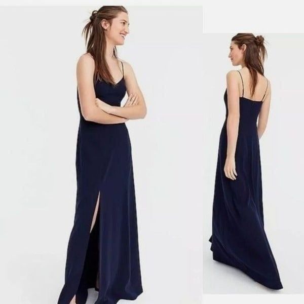 J Crew Drapey Spaghetti-strap Dress with Side-slit