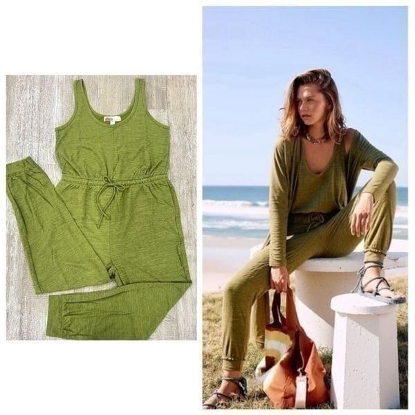 Free People Bicoastal Jumpsuit In Quiet Moss