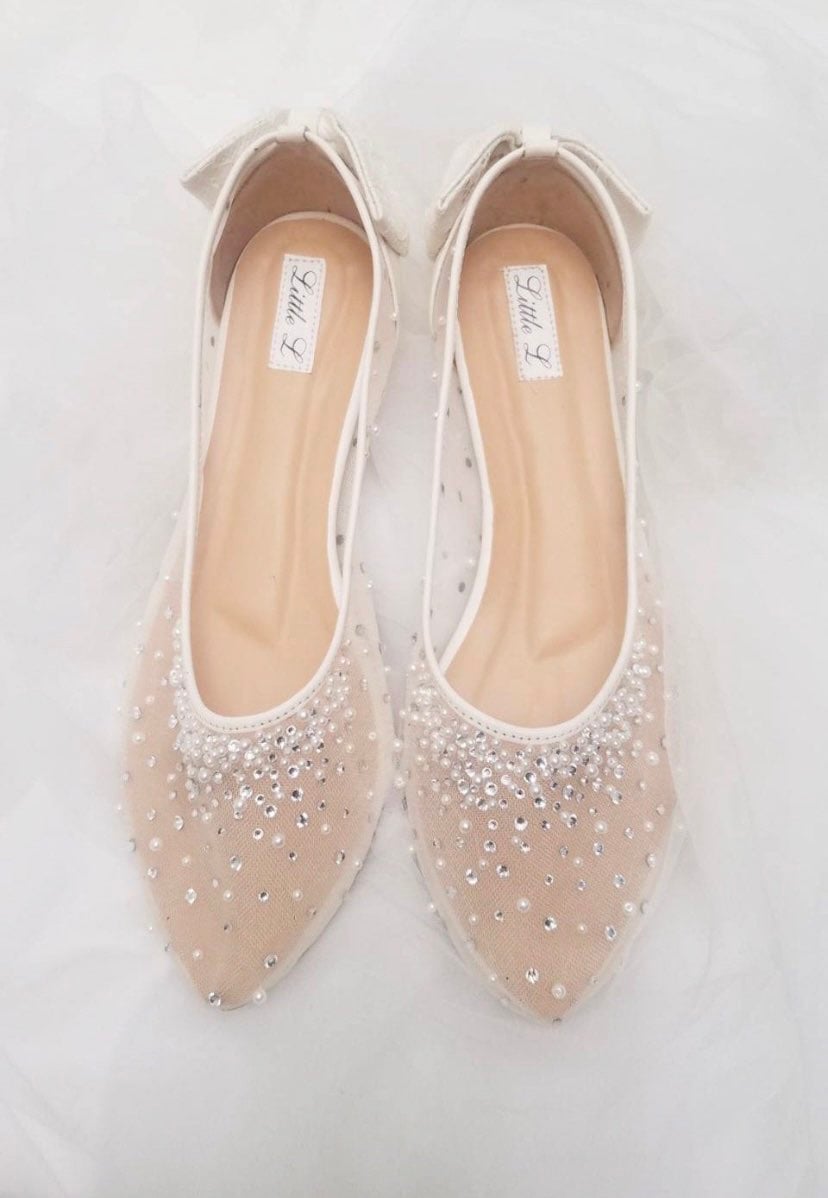 Wedding shoes transparent lace