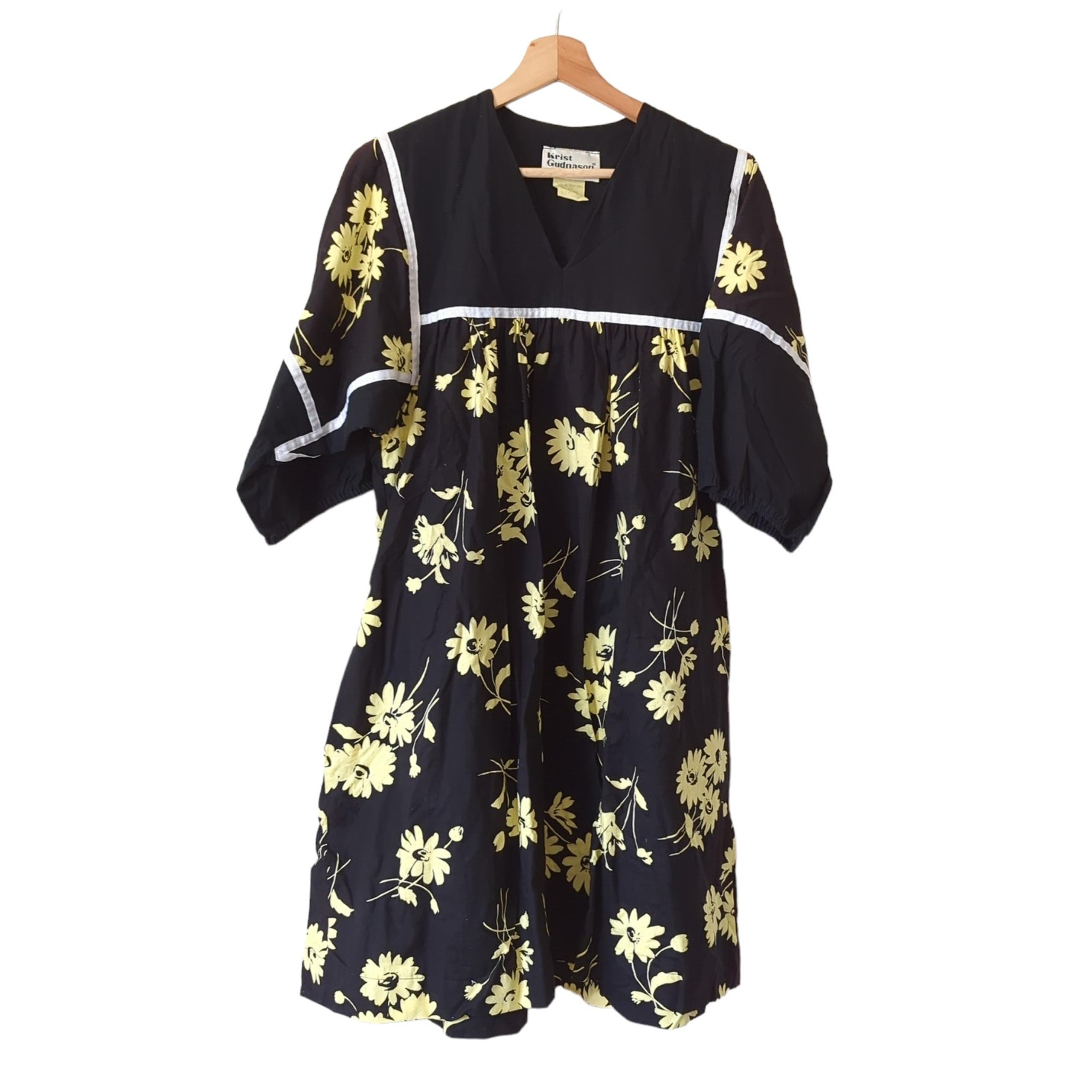 Krist Gudnason Kaftan Floral Smock Dress Mumu Medium Oversize Daisy Vintage