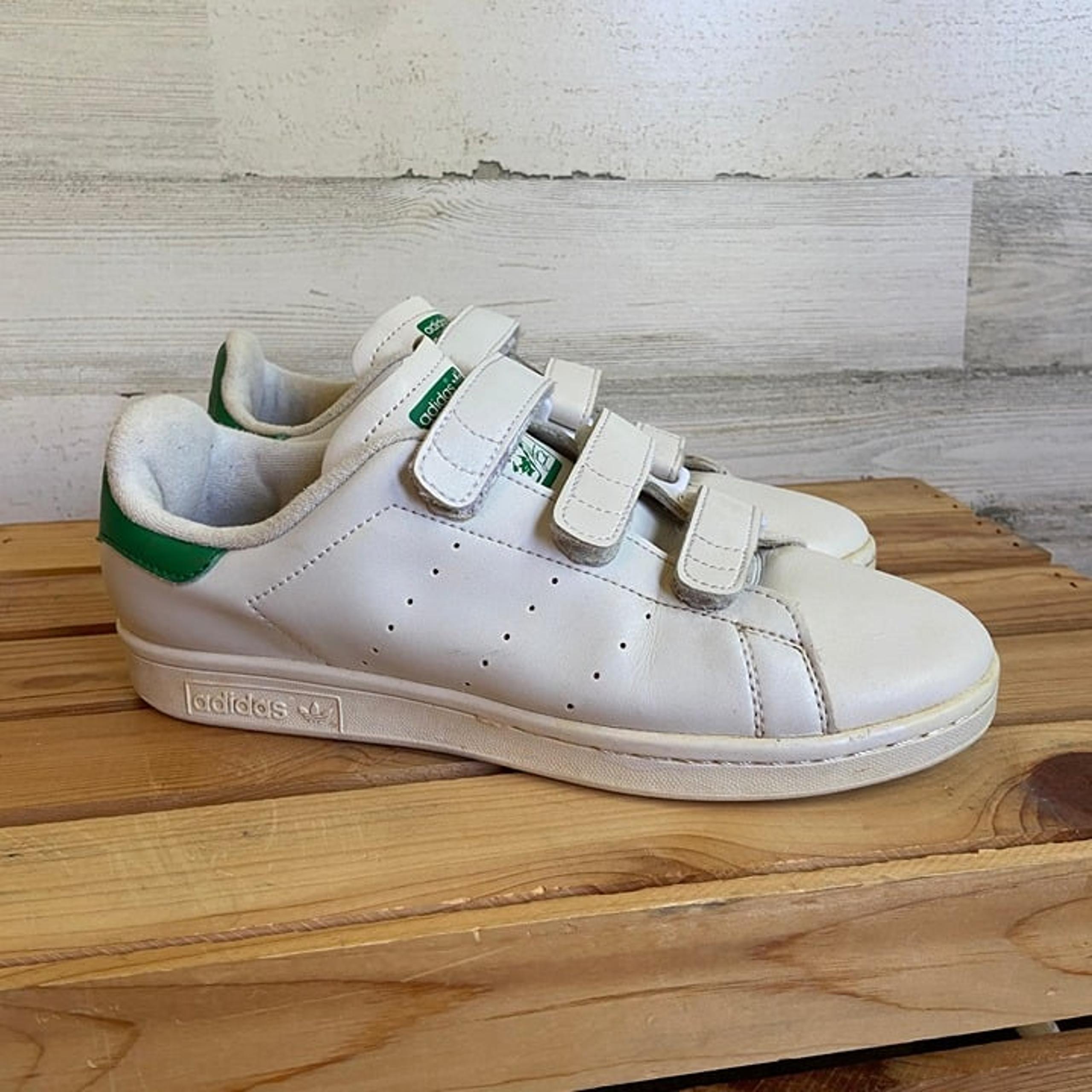 adidas Originals Men's Size 8 Stan Smith CF Cloud White/Green Sneakers