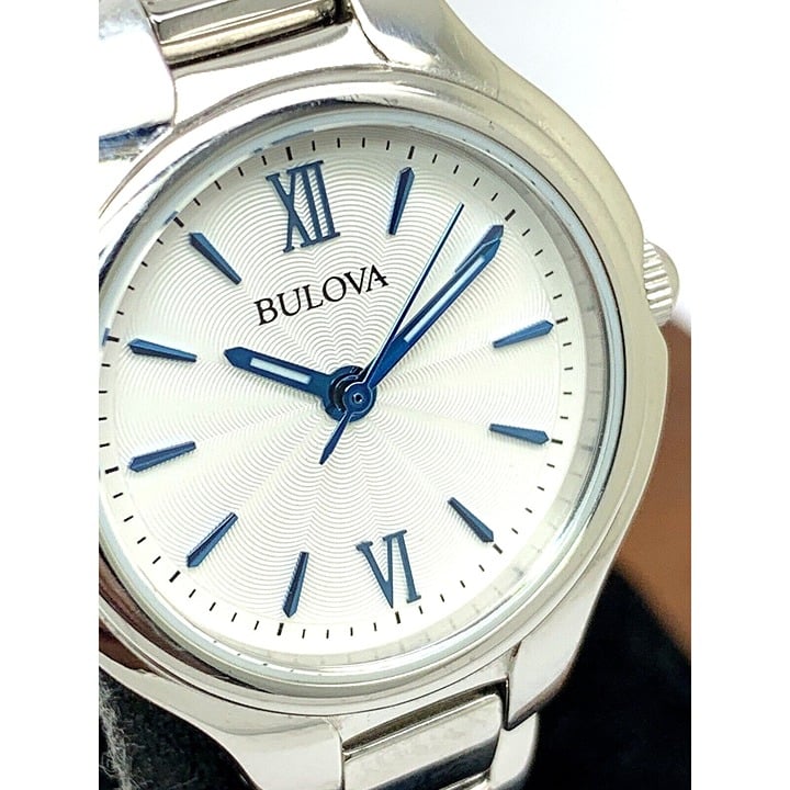 Bulova Women's Watch 96L215 Quartz White Dial Blue Hands Silver Stainless Steel