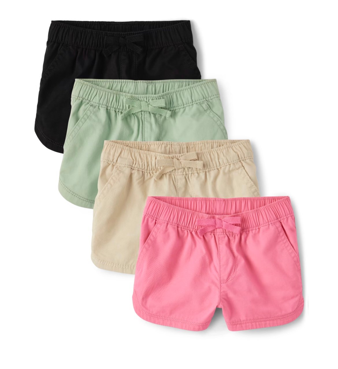 Children place Girls Twill Pull On Shorts 4 Pack size 14 NEW black Green Pink