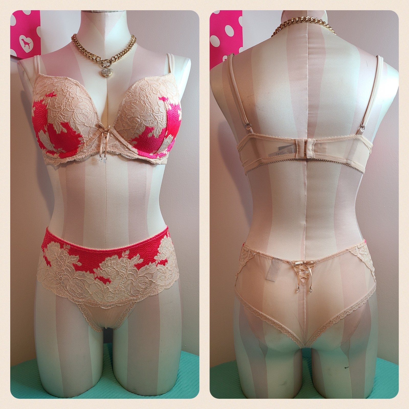 Y2K Victoria's Secret Very Sexy Lace Push-up Bra/ Panty Set Size 34D/med