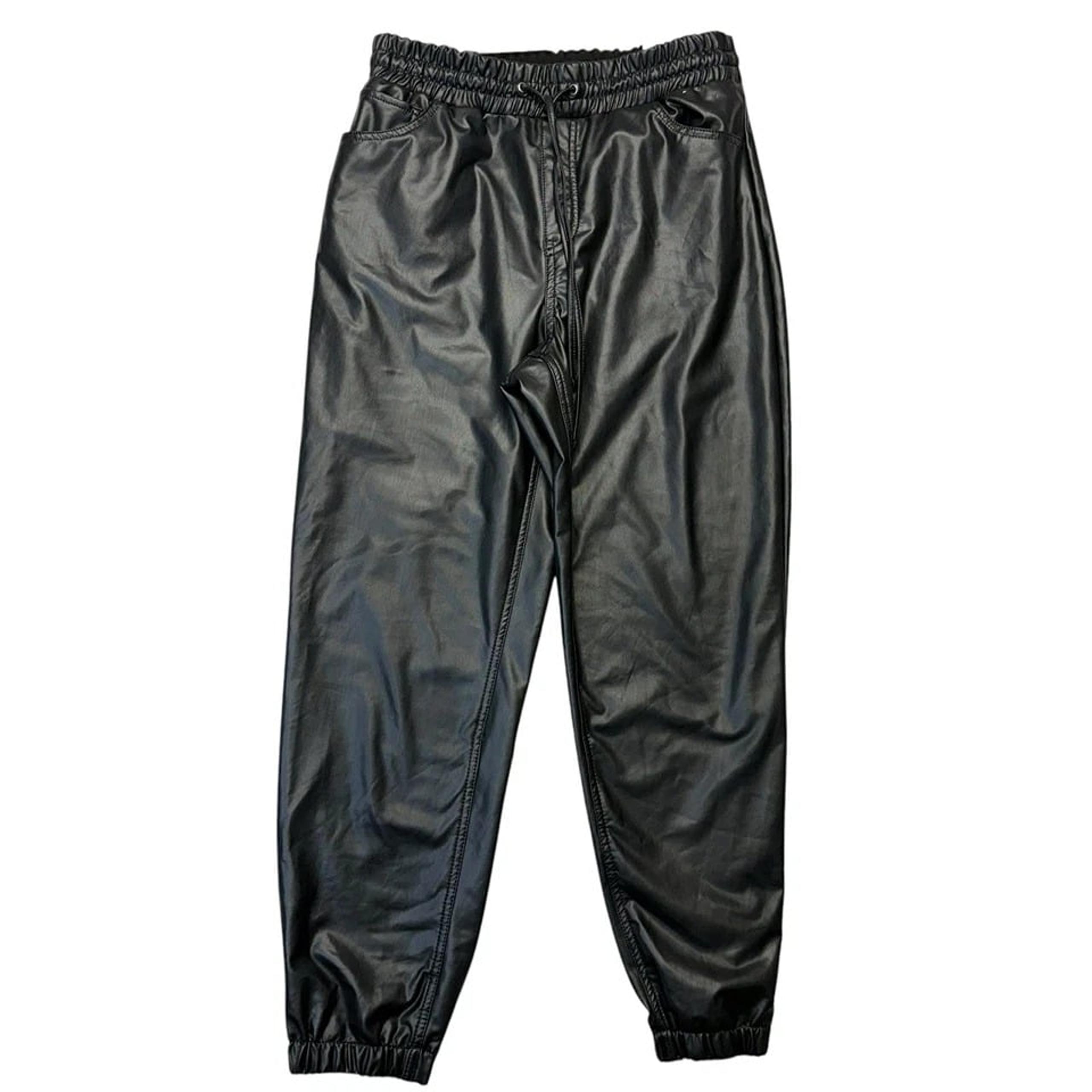 Express Women Pants Faux Leather Jogger Trendy Small Black ElasticHigh Waist