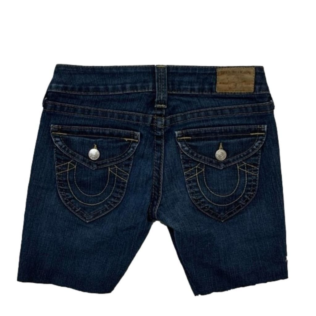 True Religion medium wash cut off shorts
