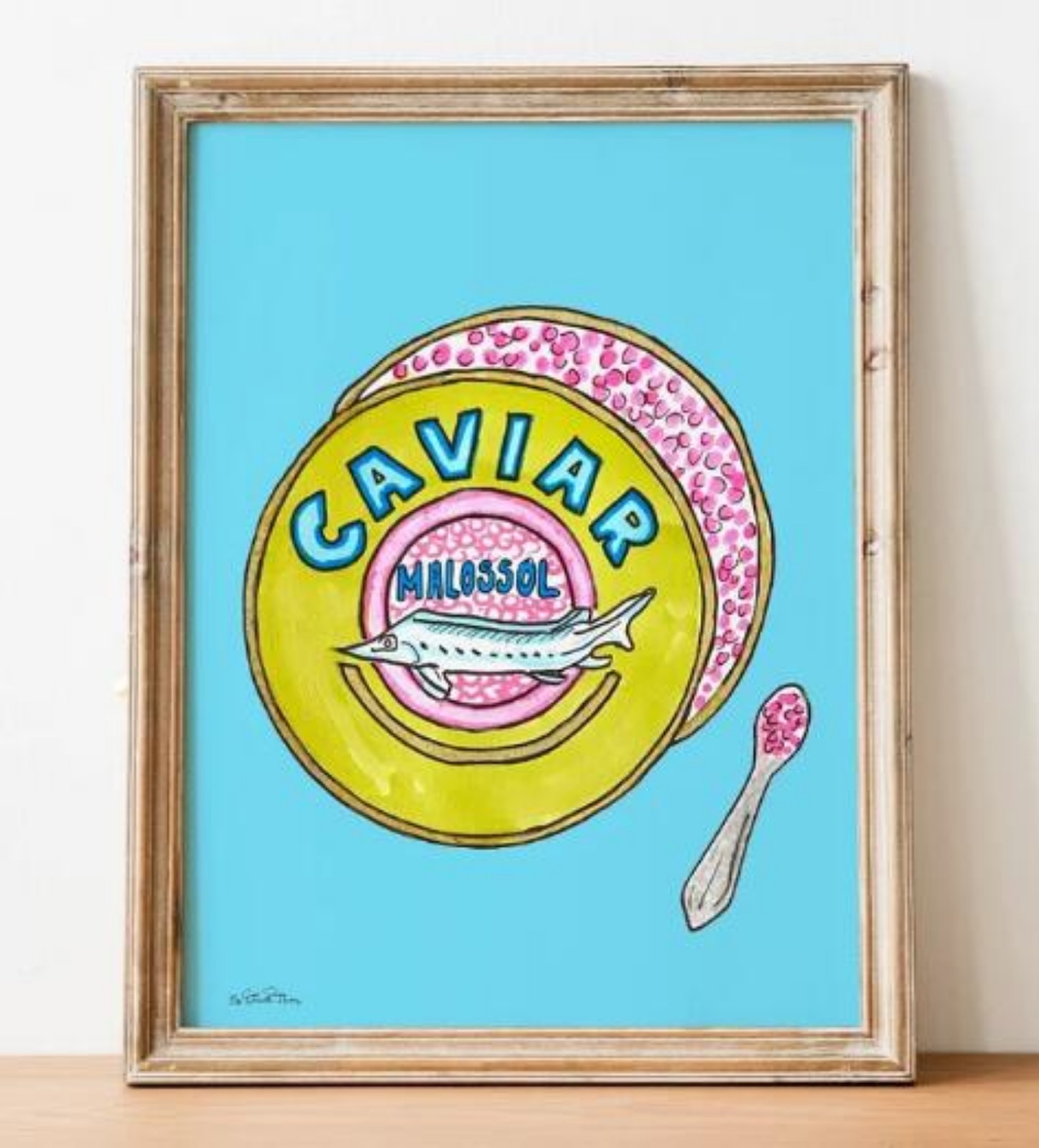Caviar Neon Illustrated Wall Art