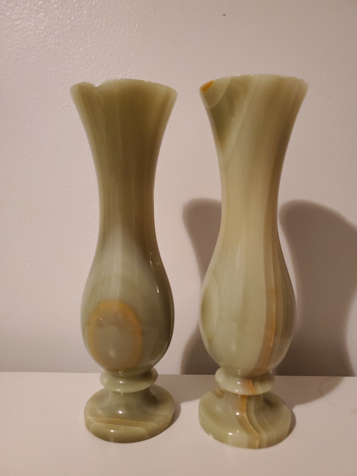 Pair of Onyx Marble Vases Vintage