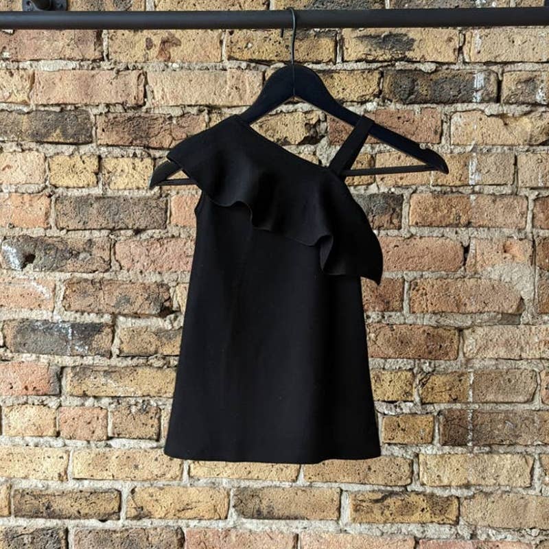 Milly Minis Black Ruffle Shoulder Dress