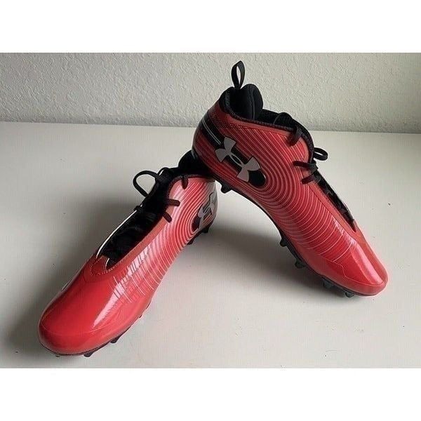 Under Armour UA Football Cleats 3021059-004 Men’s Size 13 Red Black Shoes NEW
