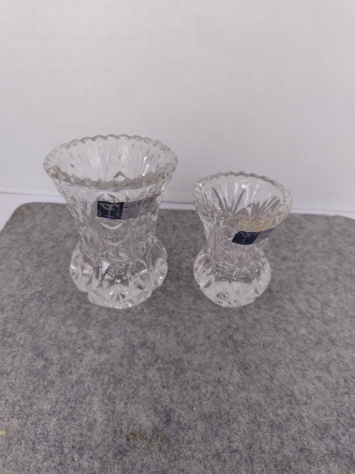 Vintage Crystal Glass Vases Set Decorative Flower Holder Decor Small & Medium