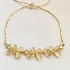 18K Gold Plated Adjustable Crystal Butterfly Charm Bracelet