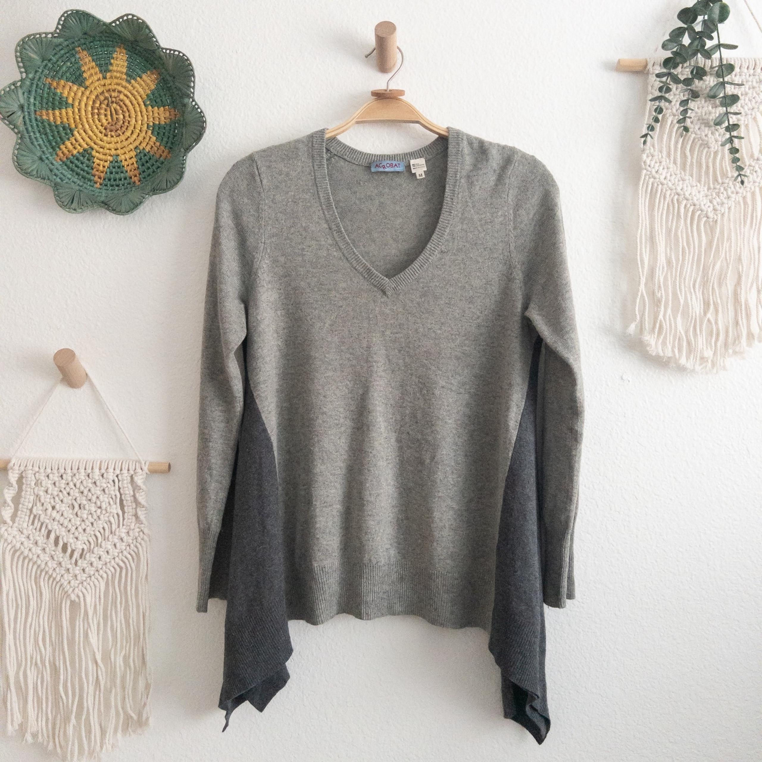 Acrobat Gray Silk and Cashmere Pullover Sweater Size Medium