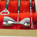 Lucite Bar Set Swank Chain Link Original Box Bottle Opener Jigger Bar Spoon Fork