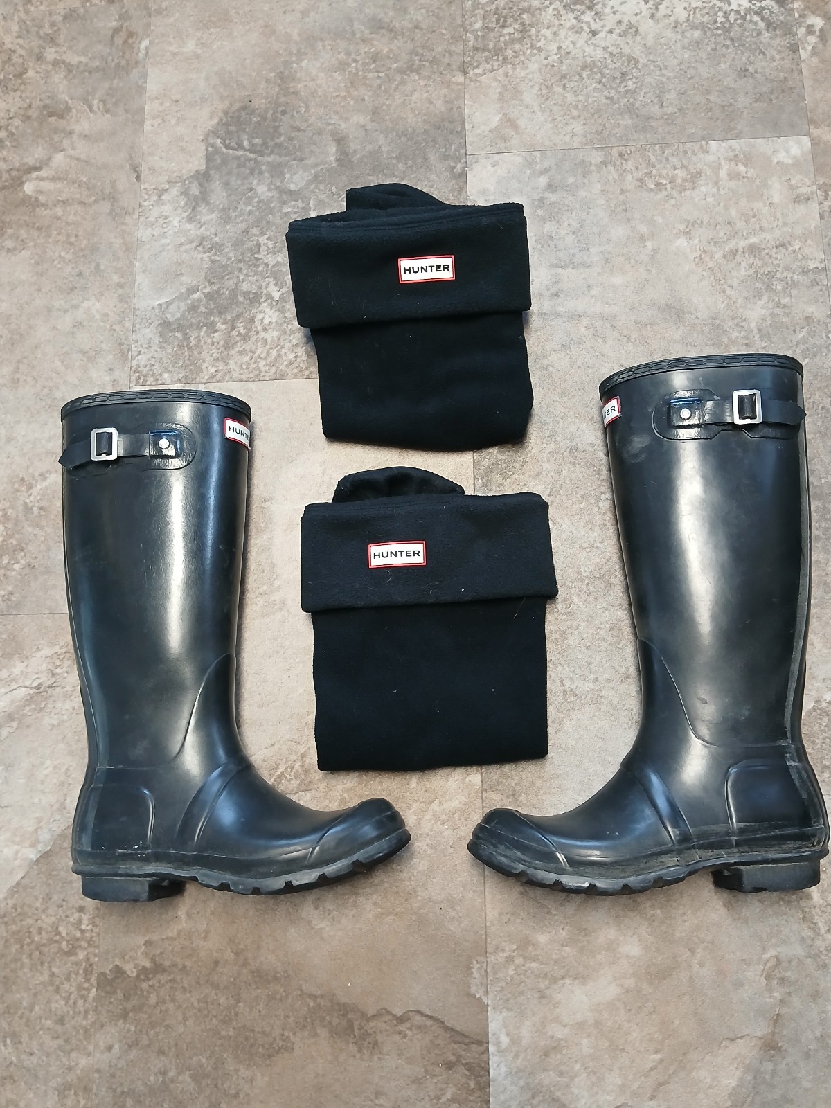 Hunter boots with socks (size 7)