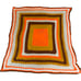 Vintage 70s 80s Crochet Granny Square Afghan Throw Blanket 60”x64” Orange Brown