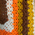 Vintage 70s 80s Crochet Granny Square Afghan Throw Blanket 60”x64” Orange Brown