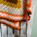 Vintage 70s 80s Crochet Granny Square Afghan Throw Blanket 60”x64” Orange Brown