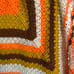 Vintage 70s 80s Crochet Granny Square Afghan Throw Blanket 60”x64” Orange Brown