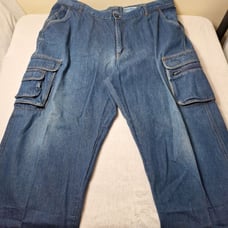 Vtg STAG HILL Baggy Cargo Jeans Mens Sz 44M Med Blue Denim Loose Retro 90s Y2K