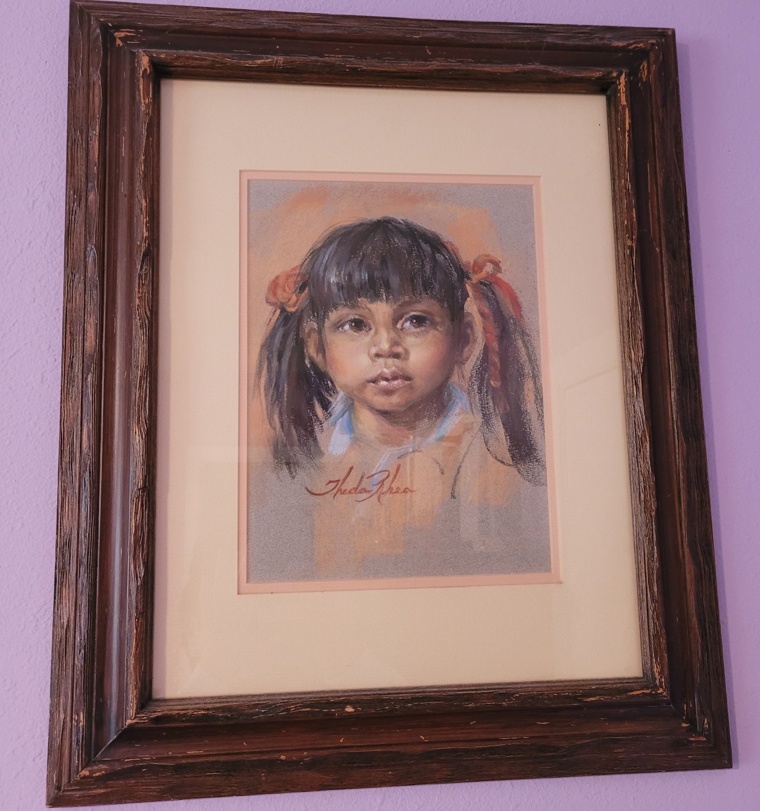 Theda Rhea Oil Painting Innocencia 20 x24 Texas/Mexican Heritage