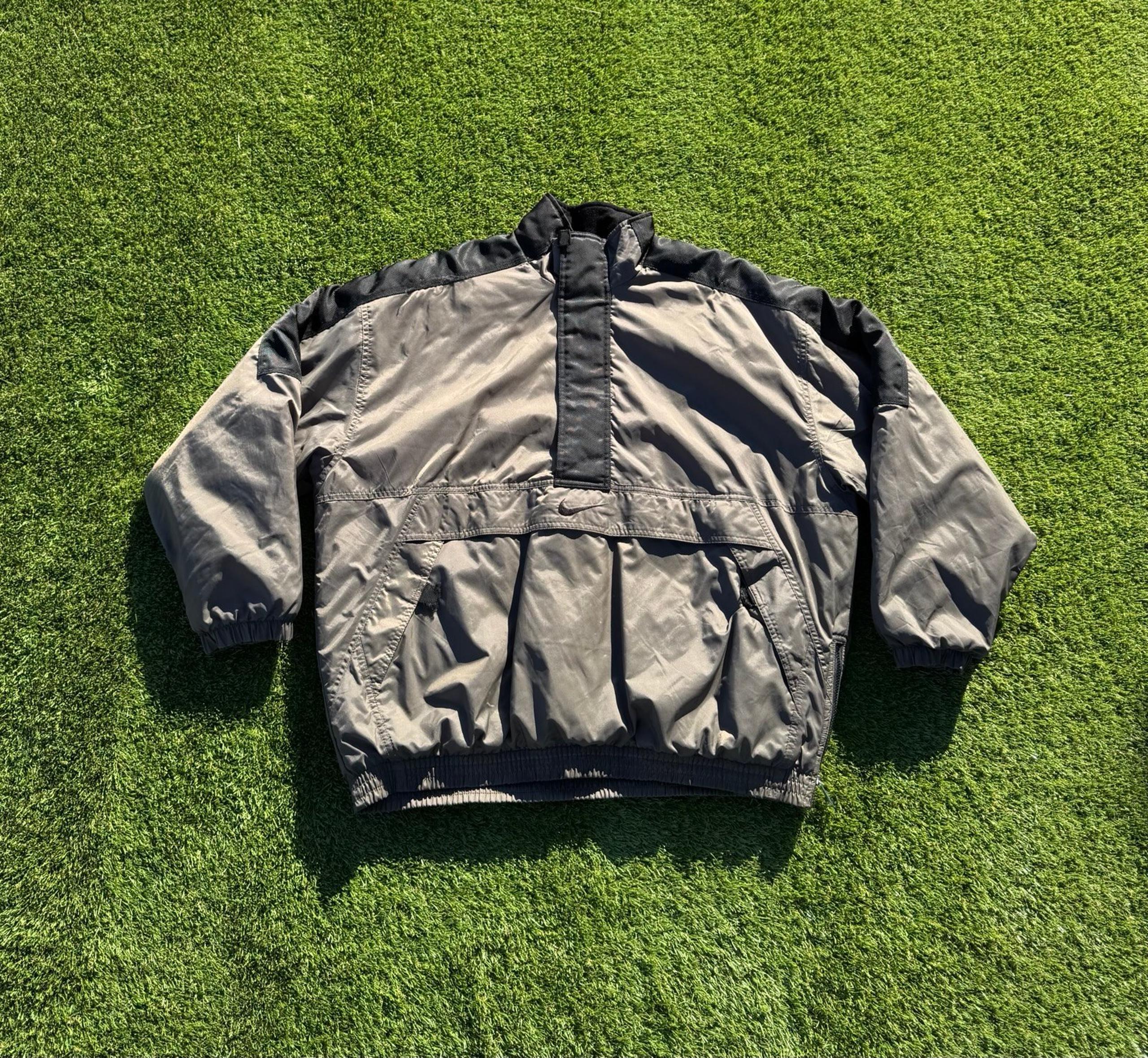 Vintage 90s Nike Kangaroo Jacket / Coat Men’s Size XL Grey Black