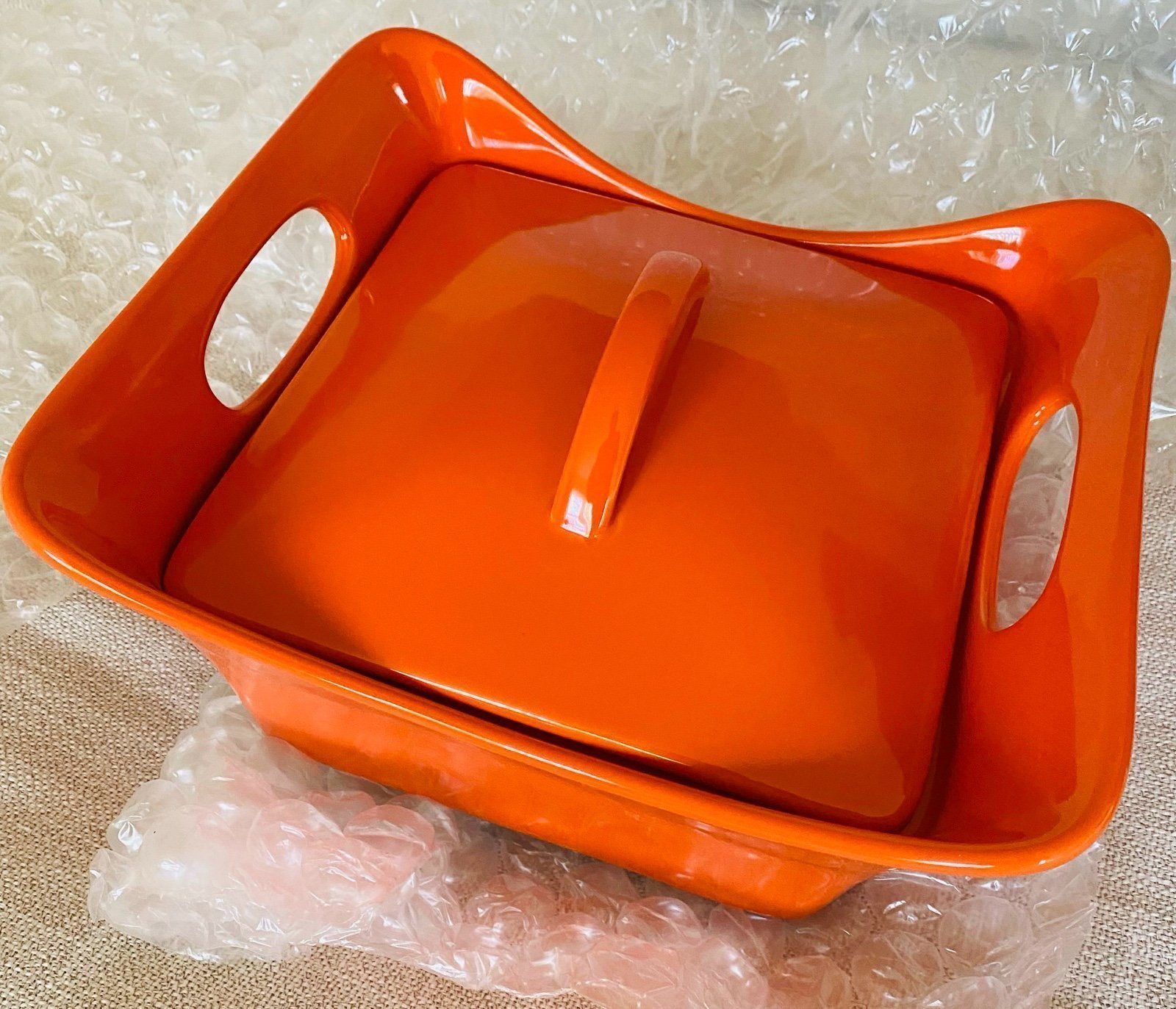 Rachel Ray Orange 2.5 Quart Large Square Casserole Baking Dish with 8 Lid (NEW)