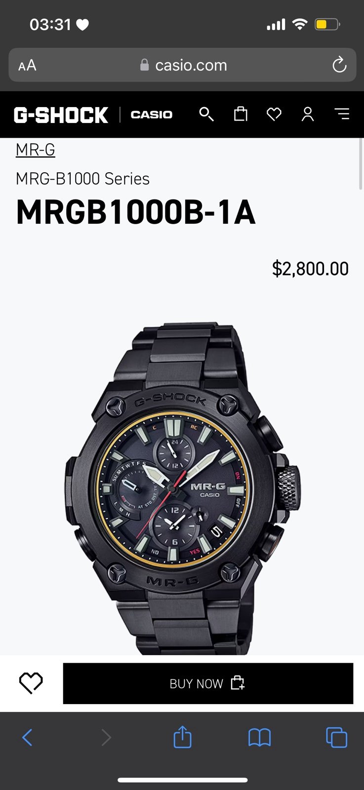 G-shock MRGB1000B-1A MR-G Watch in Black