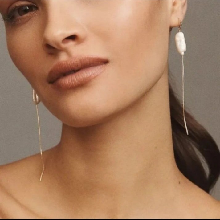 Anthropologie Slinky Freshwater Pearl Drop Earrings