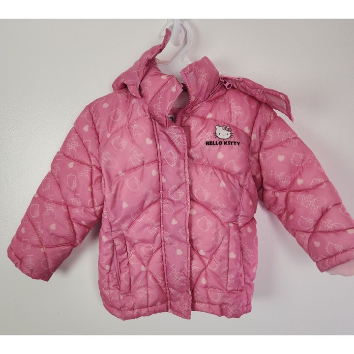 Sanrio Toddler Girls Sz. 3T Pink Hooded Hello Kitty Puffer Winter Coat