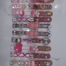 6X presson ombré pink and white and adorned with pretty junk