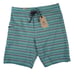 Prana Fenton Boardshorts Swimsuit Mens 32 Aqua Beach Stripe 9 Inch Stretch