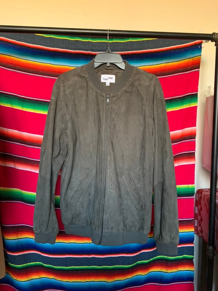 Frank & Oak Bomber Jacket Goat Leather Gray
