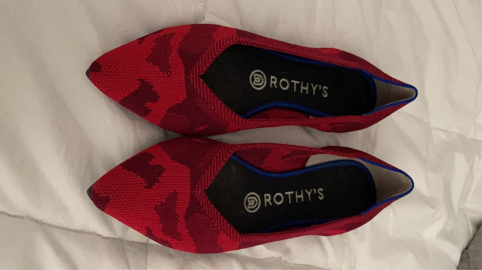 SOLD. Authentic Rothy's - Red Camo Point