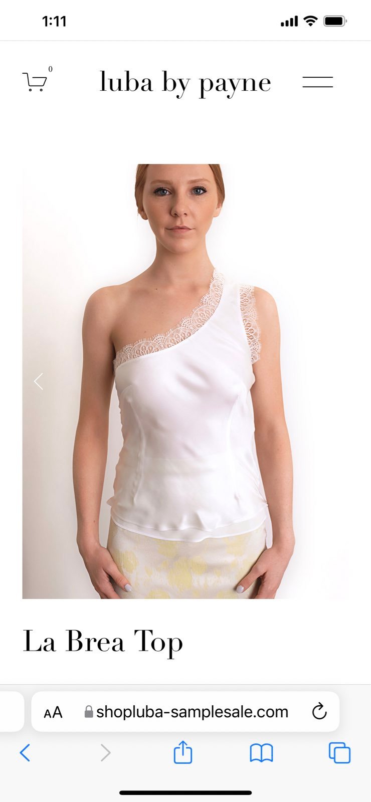 Off the shoulder silk top size 6 Luba by Payne
