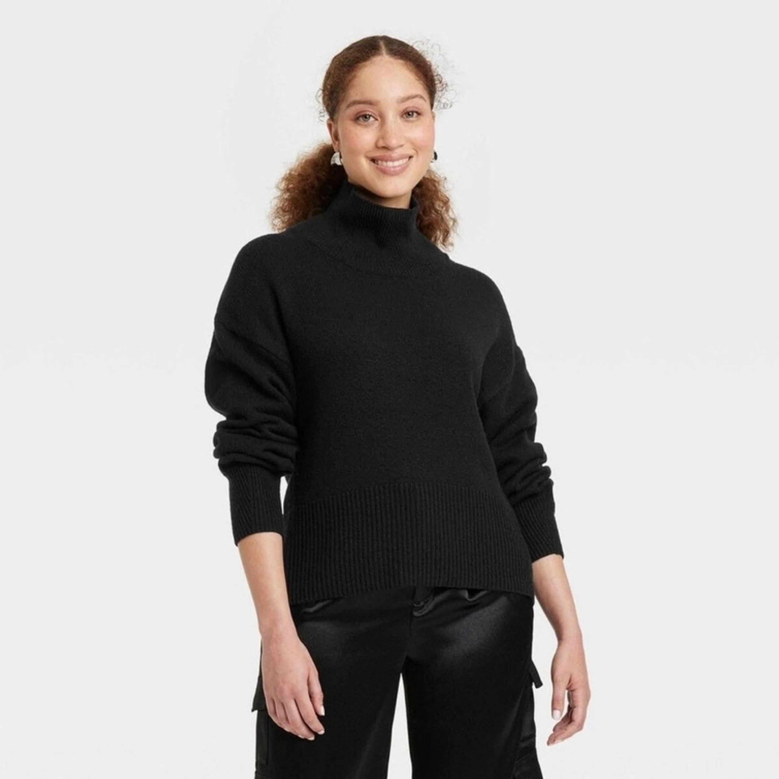 A New Day Women's Black Turtleneck Sweater Large New With Tags