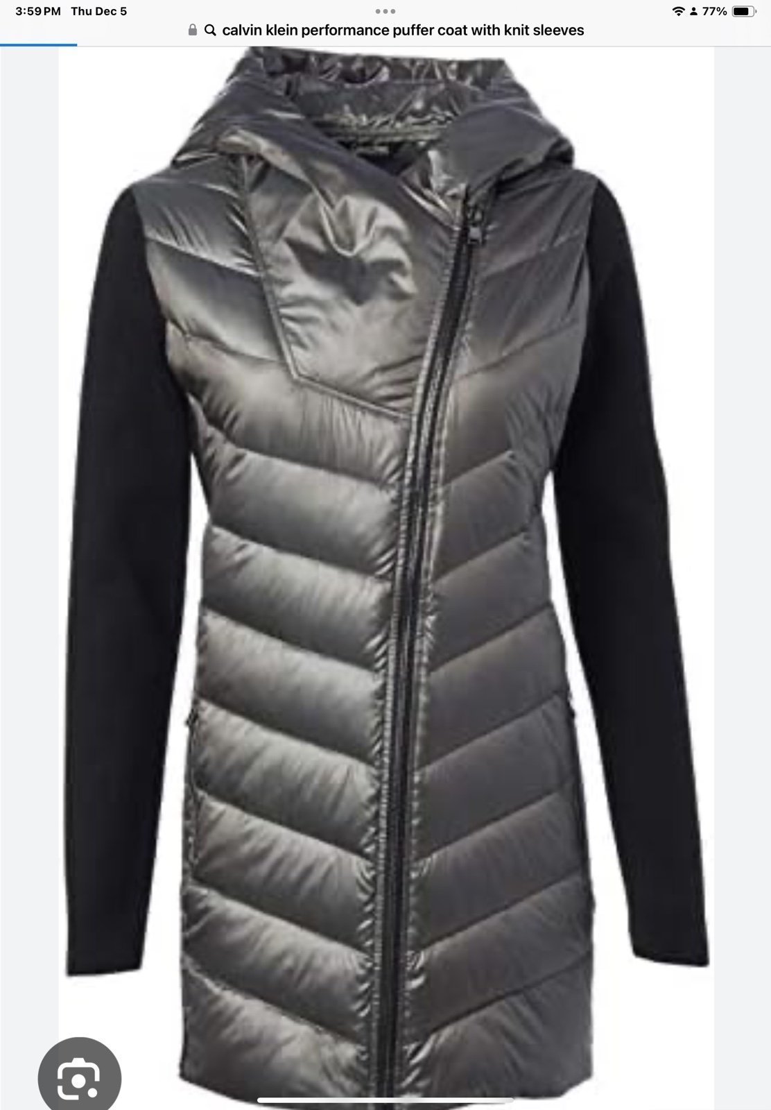 Calvin Klein Perf. Metallic Puffer Down Coat