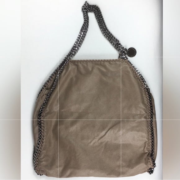 Shaggy deer beige large tote bag purse heavy chain metal handles