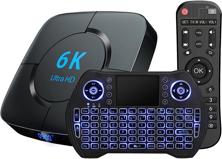 TV Box Android 12.0 4GB RAM 32GB ROM H618 BT5.0 Smart TV Box Set w/ Keyboard