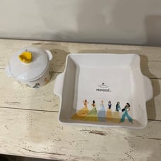 Rae Dunn Princess Baking Dish & covered dish bundle