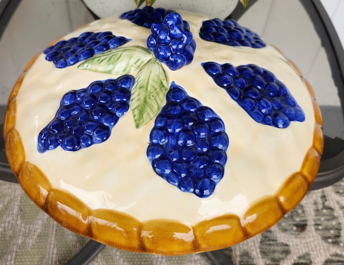 Vintage Ceramic Blueberry Pie Keeper Dish with Lid