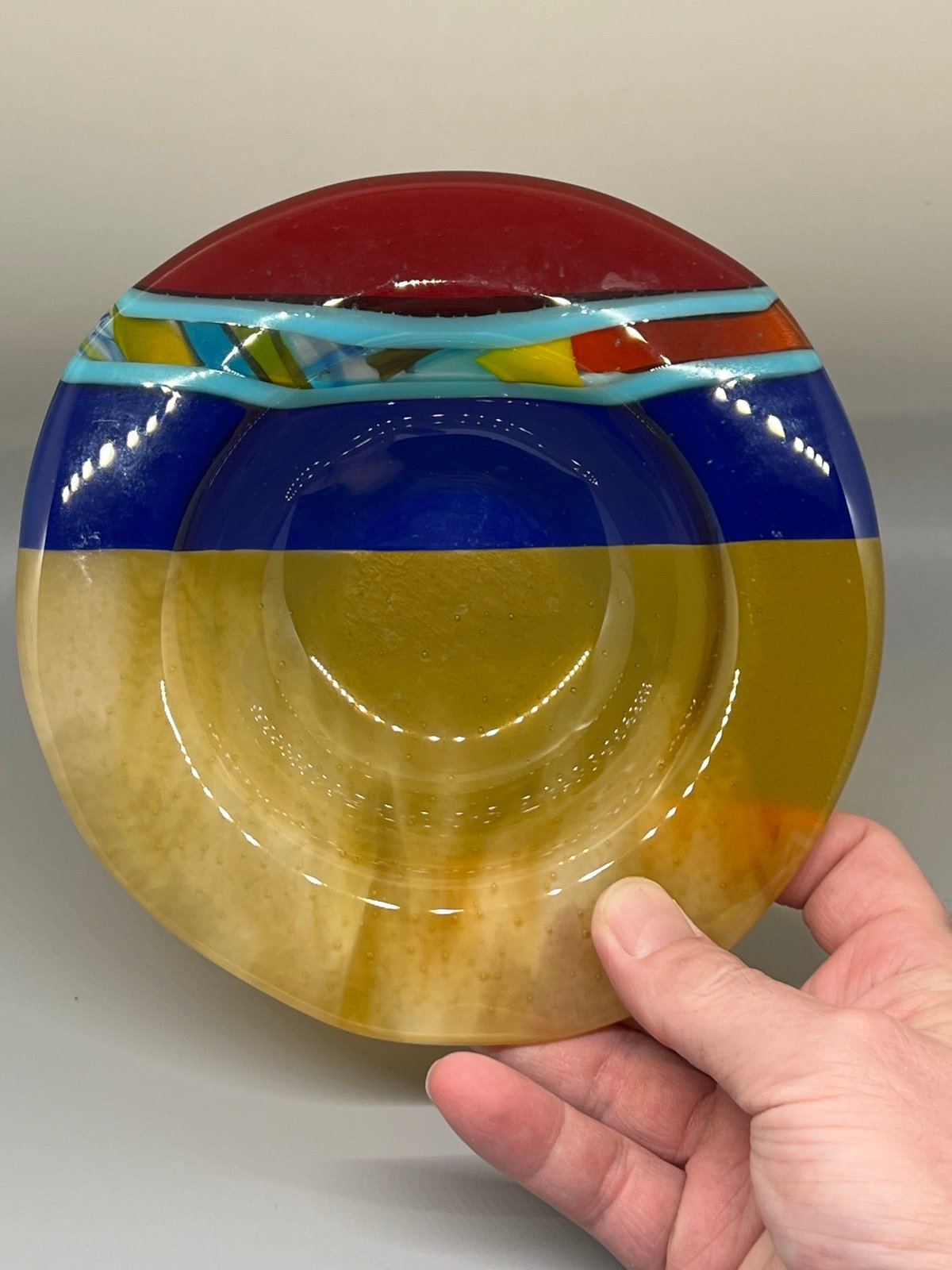 Studio Art Glass. Duo Ribbon Bowl. One Of A Kind