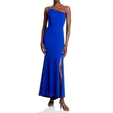 AQUA Asymmetric Evening Dress Size 4 Royal Blue Formal Embellished NWT