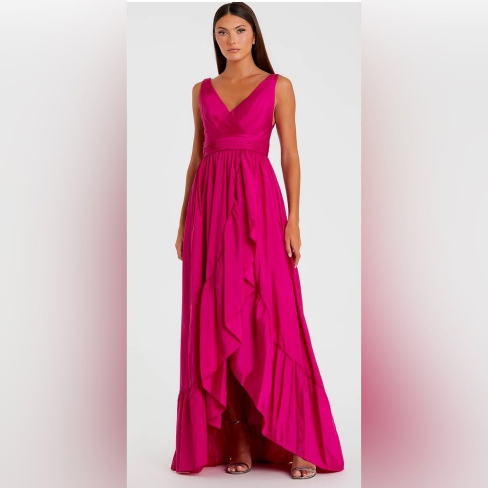 Size 6 MAC DUGGAL 67835 NWT Taffeta High Low Ruffle Gown