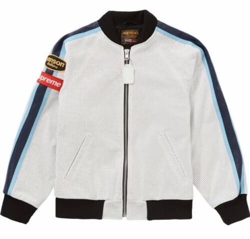 Supreme Vanson Leathers Perforated Bomber Jacket White Rare-NWT XL