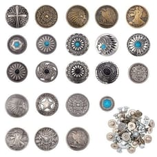 CHGCRAFT 22Pcs 22Styles Screw-on Antique Silver Turquoise Arabesque Indian Drag