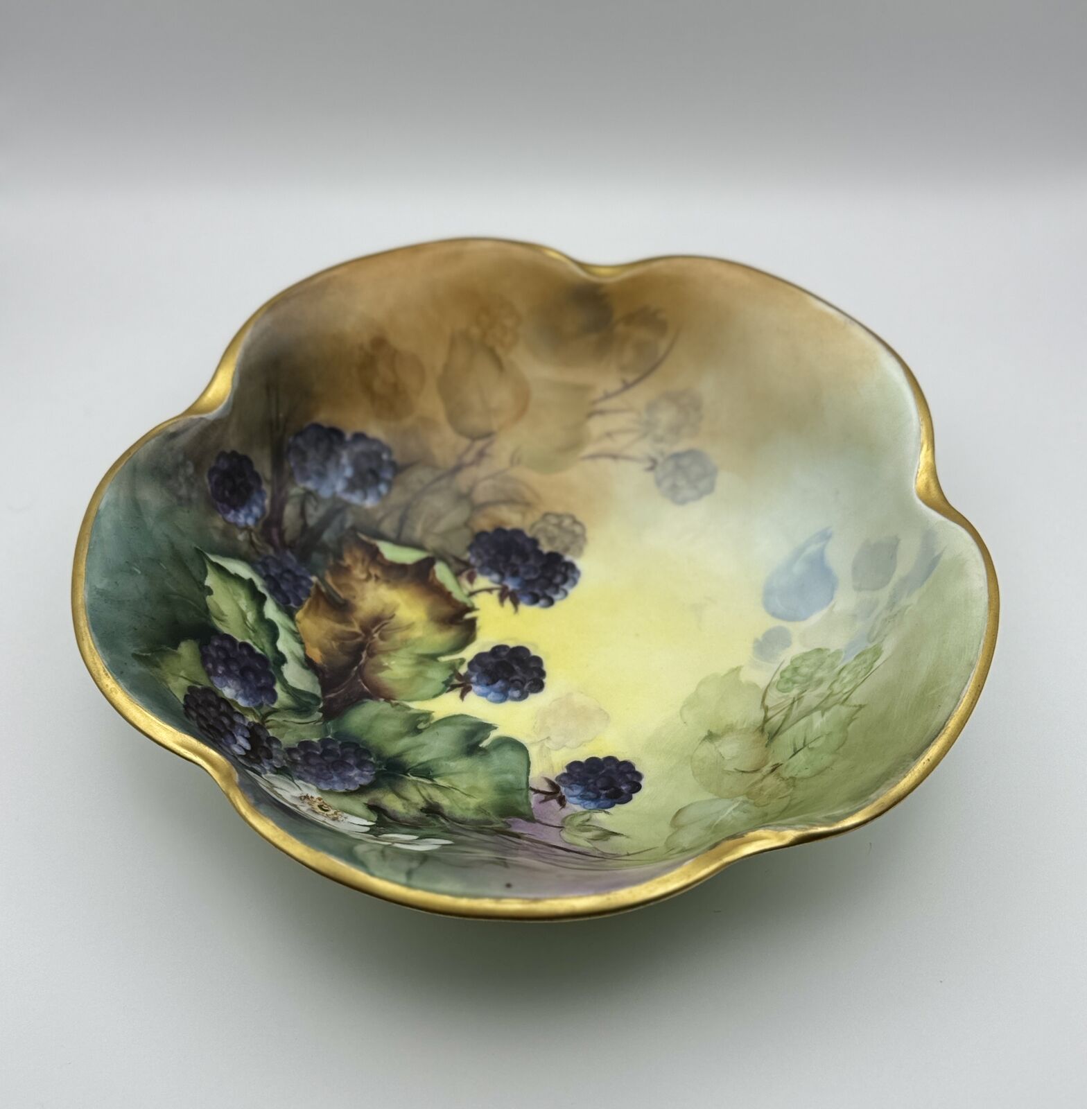 Rare J & C Louise Bavaria Bowl - Hand-Painted by M. Theobald -Blackberry