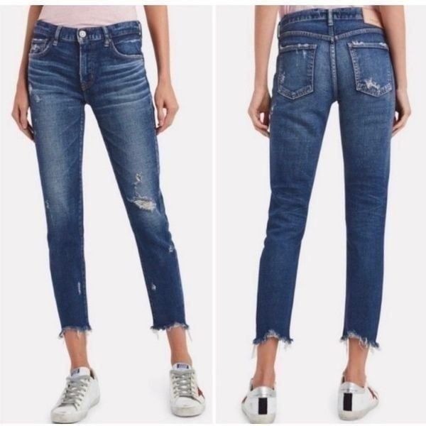 MOUSSY Vintage Glendale Skinny Raw Hem Distressed Mid Rise Crop Jeans Size 27 GU