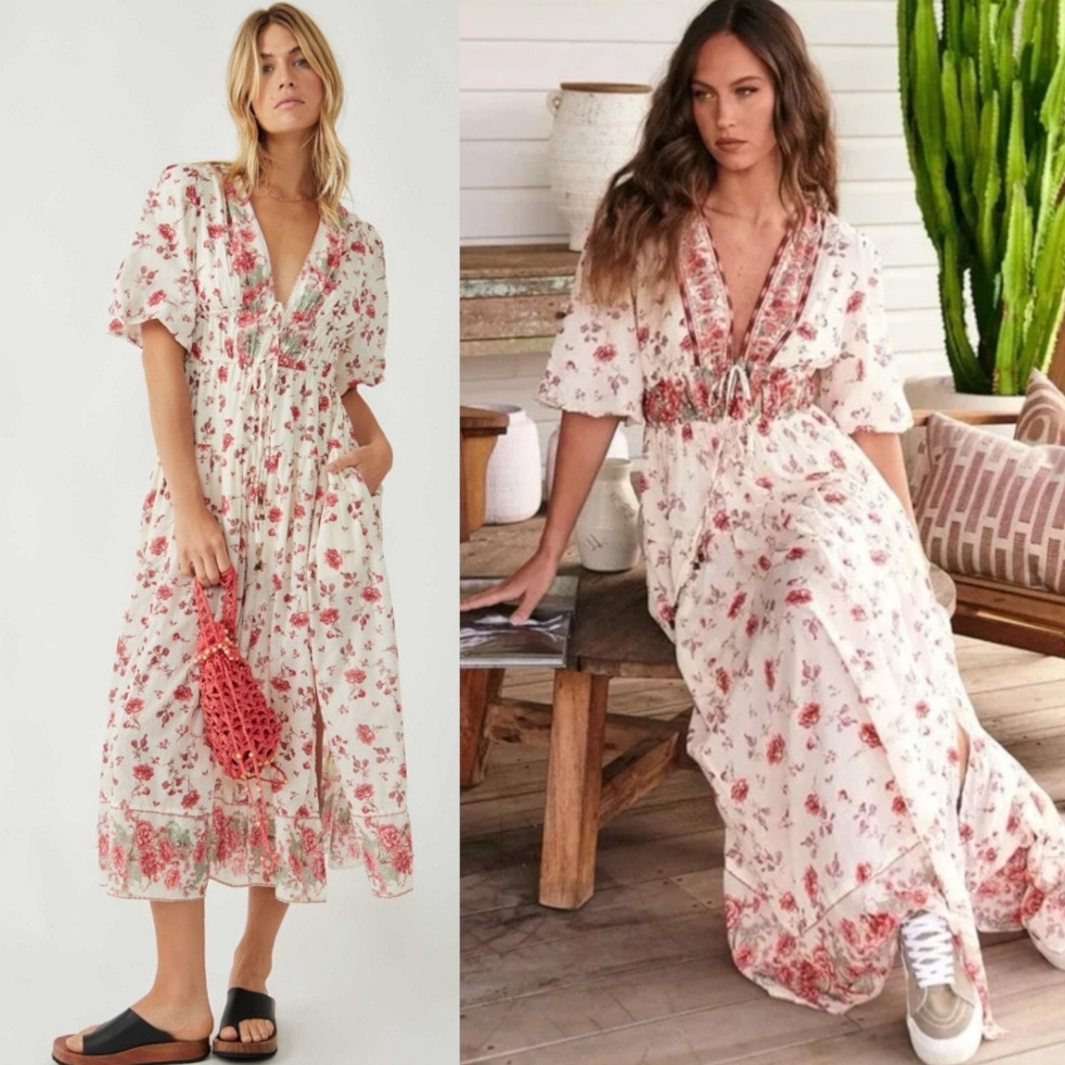Free People Lysette Maxi Dress in Tea Combo Medium Bohemian Gypsy Indian Cotton